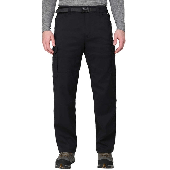 NWT MEN'S BELTED LINED BLACK CARGO PANTS SIZE MEDIUM - Picture 1 of 14